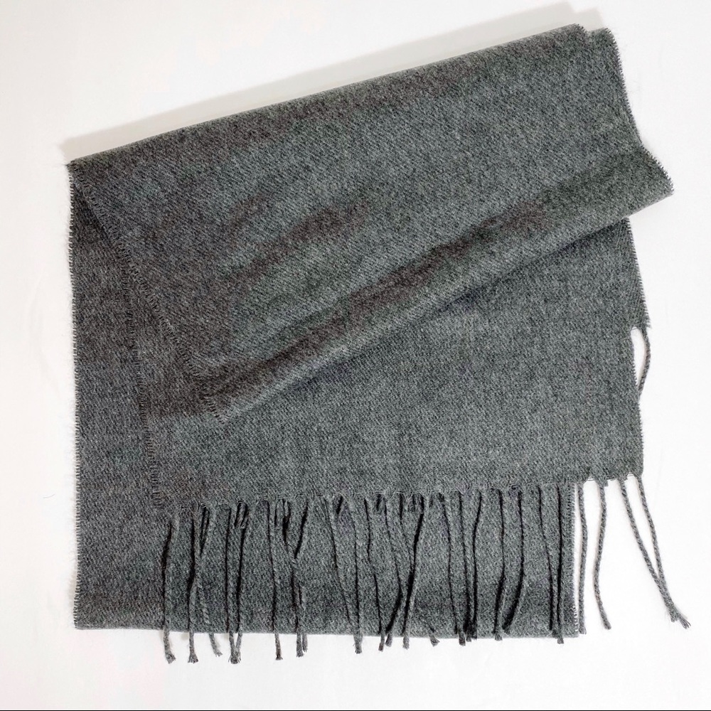 Cejon Gray Faux Cashmere Fringe Scarf NWT